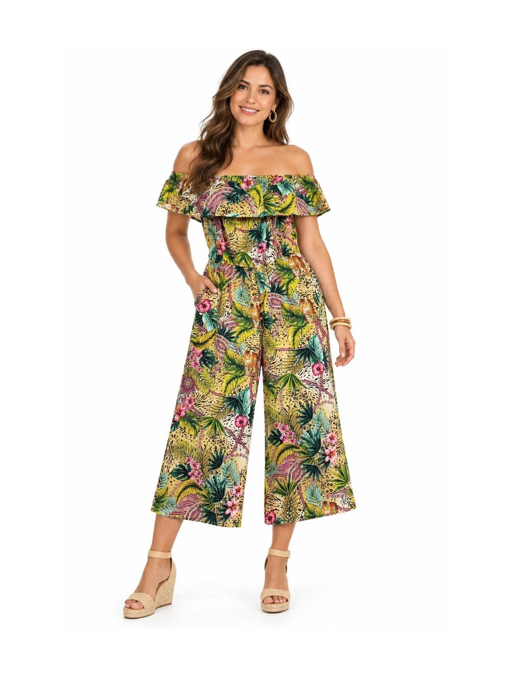 Chloe+Rene Womens Romper Jumper Size M Hawaiian Tropical Jumpsuit Fairycore